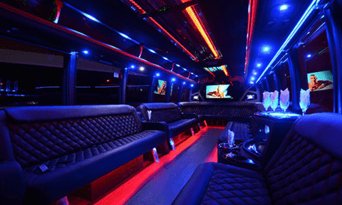 Palm Coast 30 Passenger Party Bus Black Interior