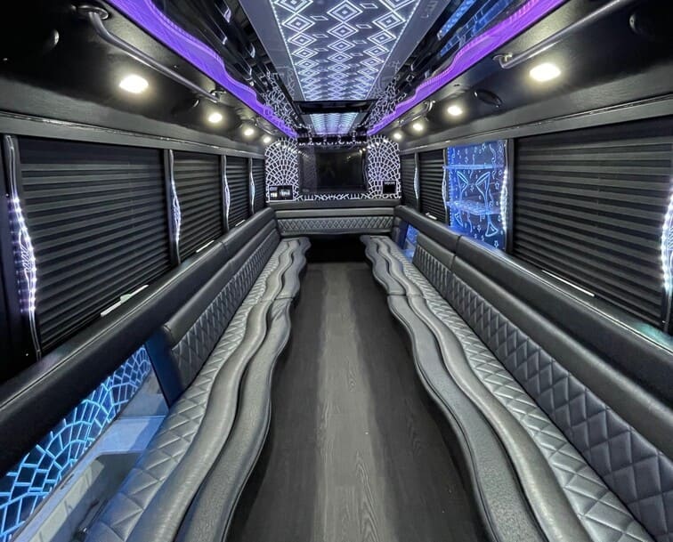 Clermont 30 Passenger Party Bus White Interior