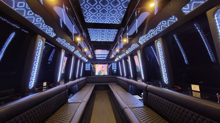 Palm Coast 40 Passenger Limo Bus Interior
